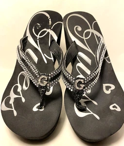 Chanclas de cuña Guess estrás talla 8M negras *H - Imagen 1 de 7