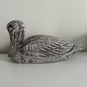 Whitewash Wooden Duck Decoy Small Country Farmhouse Folk Art - Picture 1 of 8