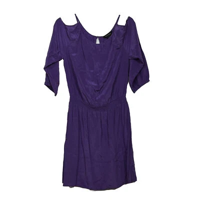 White House Black Market 女式 M 码紫色丝绸露肩连衣裙 — 第 1/4 张图片