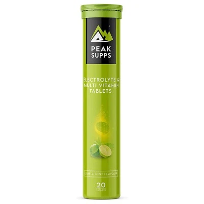 PEAK SUPPS Electrolytes Effervescent Tablets - Lime Mint Flavour | Hydration Dissolvable
