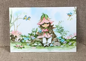 Tarjeta de colección Comar Bonnie Blossom niña conejito coqueta enmarcable diario basura - Imagen 1 de 3