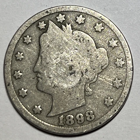 1898 Liberty Head " V " Nickel Philadelphia Mint USA Type Coin -Actual Photos A1 Cover