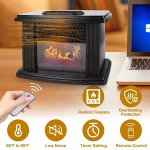 Electric Fireplace Heater Warmer w/ Thermostat Timer Setting Remote Control - Picture 1 of 5
