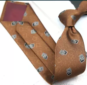 Nueva Corbata Clásica Lunares Gris Marrón TEJIDA JACQUARD 100% Seda Para Hombre - Imagen 1 de 1