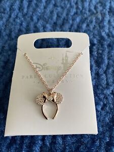Disney Parks Minnie Mouse Ears Headband Cubic Zirconia  Necklace  NEW