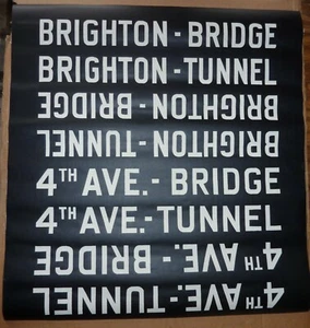 Señal de rollo vintage década de 1950 metro de la ciudad de Nueva York BMT destino Brighton Bridge cuarto - Imagen 1 de 4