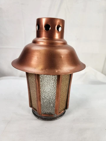 Vintage Copper Porch Wall Sconce Light Fixture Glass Shade Lantern Part Repair Cover