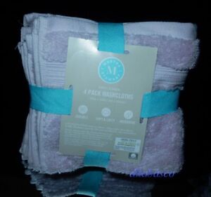 NEW Martha Stewart Set of 4 Washcloths Lt Purple/Lavendar NWT Cotton Soft Spring