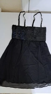 NWOT Fantasy Lingerie Womens Babydoll Matching G-String Black Sequins Free Ship - Picture 1 of 7