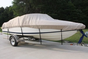 NEW VORTEX COMBO PACK HEAVY DUTY TAN/BEIGE 17 18 19' BOAT COVER + SUPPORT SYSTEM - Picture 1 of 1