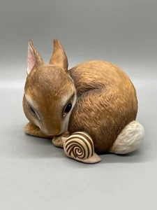 Slowpoke Bunny Rabbit and Snail Porcelain Figurine Deborah Jarrett - Picture 1 of 13