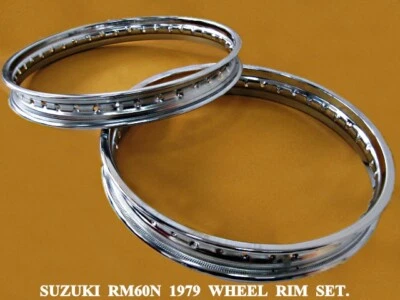Fit SUZUKI RM60N 1979 FRONT & REAR CHROME WHEEL RIM SET 2PCS  [mi133] Foto 1 de 4