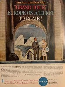 1968 vintage Pan America Airlines print ad Grand Tour Europe On A Ticket To Rome - Picture 1 of 1