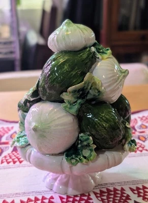 Onion and Artichoke Ceramic Glazed Finial Topiary From Italy Vintage Antique - Image 1 of 4