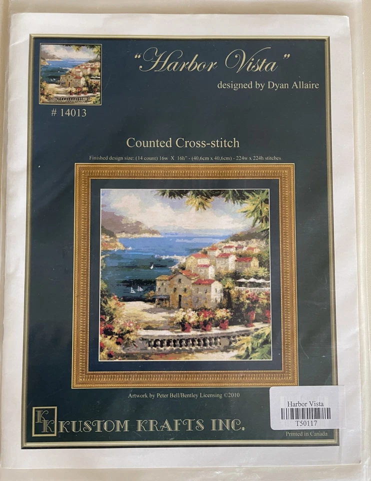 Kustom Krafts Inc. HARBOR VISTA Counted Cross Stitch Pattern~Seaside Village~New - Image 1 of 1