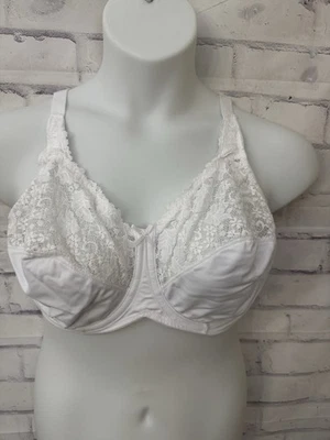 Lilyette By Bali Bra Size 44D Minimizer Underwire 0428 White Lace Full Coverage - Image 1 of 4
