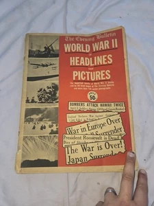 1946- PHILADELPHIA EVENING BULLETIN "WORLD WAR II IN HEADLINES AND PICTURES" - Picture 1 of 8