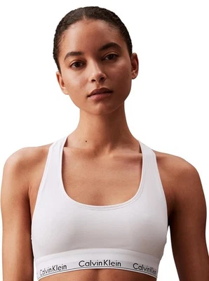 Calvin Klein Women's Modern Cotton Bralette Unlined Logo Underband White Large - Image 1 of 4