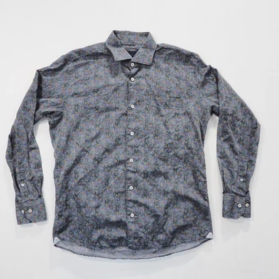 Calder Carmel Shirt Mens Medium Blue Floral Paisley Numbered Long Sleeve Preppy - Image 1 of 4