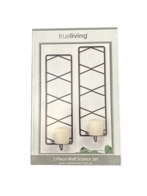 New 2 Piece Hanging Wall Scone Set Metal Votive Candle Holder Industrial Dec - Image 1 of 3