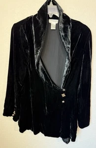 Vintage Soft Surroundings XS Blazer Jacket Black Sick Blend Velvet Goth - Picture 1 of 8