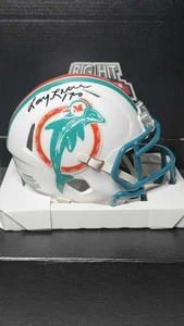 MINI CASCO DE LOS DELFINES DE MIAMI FIRMADO POR LARRY LITTLE 17-0 INSCRIPCIÓN AUTO - Imagen 1 de 1