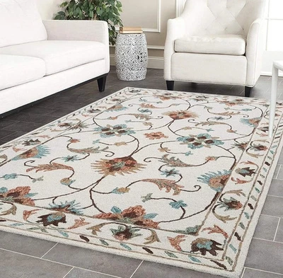 Alfombra acolchada a mano de lana y mezcla para sala de estar hogar dormitorio pasillo alfombras Foto 1 de 3