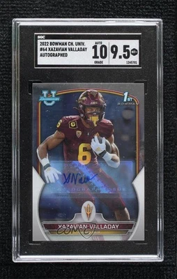 2022 Bowman U Chrome Prospect Xazavian Valladay #64 SGC 9.5 Mint+ Auto - Image 1 of 2