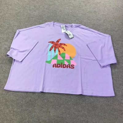 Adidas Camisa Mujer 4XL Púrpura Granja GFX Camiseta EN Palmera Puesta de Sol Gráfico Nueva Foto 1 de 4