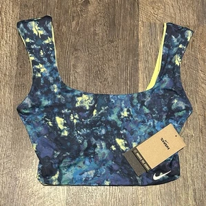 NUEVO CON ETIQUETAS TOP DE NATACIÓN NIKE SWIM CUELLO REDONDO MIDKINI PARA MUJER SOLO AZUL TALLA MEDIANA - Imagen 1 de 4