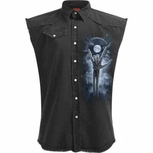 GRIM ROCKER - Sleeveless Stone Washed Worker Black - Bild 1 von 9
