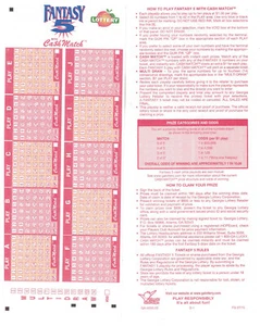 Georgia Lottery Fantasy 5 Unused Play Slip - Picture 1 of 1