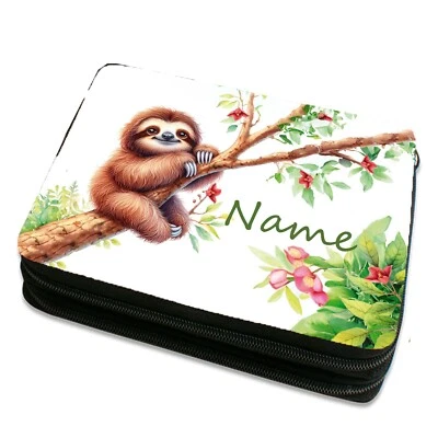 MAUS-DESIGN Federmäppchen Faultier mit Name Doppeldecker Federtasche