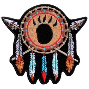Bear Medicine Shield Sew On  Iron On Embroidered Patch 4" x 3. 1/2" - Picture 1 of 3