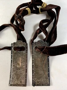Antiguo Bolso de Mano Piezas Plata Rectángulos Terciopelo Cordón Baquelita Anillos Pat.Jul.30.17 - Imagen 1 de 11