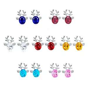 1 par de pendientes multicolores de diseño de ciervo de Navidad alce de 19x15 mm - Imagen 1 de 14