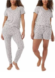 32 Grad Damen 3-teiliges weiches bequemes Lounge Set Schlafset T-Shirt kurz Jogger XS - Bild 1 von 4