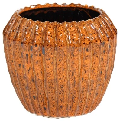 Blumentopf Topf Übertopf amber Ide Rib Ø16,5cm H14cm Keramik Pflanztopf Herbst - Bild 1 von 2