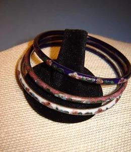 VICTORIAN CLOISONNE BANGLES SET OF THREE - Picture 1 of 3