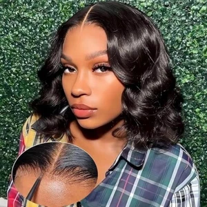 Glueless Wigs Human Hair Pre Plucked Pre Cut 4x4 Body Wave Bob Wig Human Hair We - Bild 1 von 7