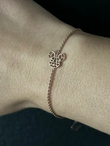 Mouse Thin Filigree Bracelet 18k Rose Gold Plated - Stackable New - Picture 1 of 6