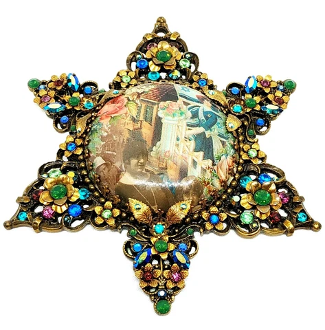 Michal Negrin Romantic Multicol  Crystal Wall Plaque Flowers Star Cover