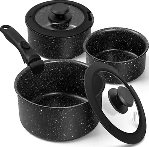Sauce Pan Set, Nonstick 1Qt 2 Qt 3Qt Pots Removable Handles Non Toxic Saucepan - Picture 1 of 7