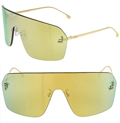 Gafas de sol Fendi First 4121 doradas espejadas unisex máscara cristal moda FE4121US Foto 1 de 4