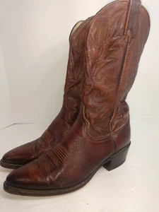 DAN POST EL-PASO Mens USA 9D Brown Leather Western Cowboy Boots 16781 - Picture 1 of 12