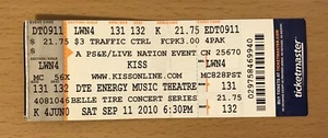 2010 KISS DTE ENERGY DETROIT ROCK CITY CONCERT TICKET STUB DESTROYER DYNASTY - Picture 1 of 2
