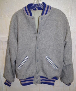 1C Vintage Letterman Varsity Gray Wool Jacket Lasley Knitting Co. 40 Snaps - Picture 1 of 11
