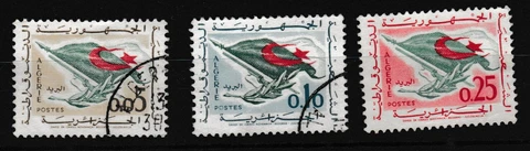 Algeria - Independence, Flag, Symbol of the Revolution - 3 used stamps 1963 Cover