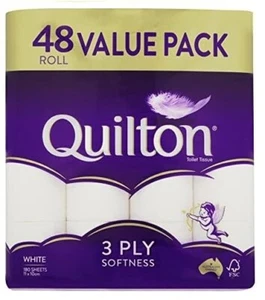 Quilton 3 Ply Toilet Tissue (180 Sheets per Roll, 11X10Cm), Pack of 48 Rolls - Picture 1 of 7
