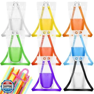 Tiangrid 16 Pcs Wearable Drink Pouches with Straw and Lanyard, 17 oz Plastic - Picture 1 of 5